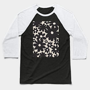 Black Flowers Pattern Baseball T-Shirt